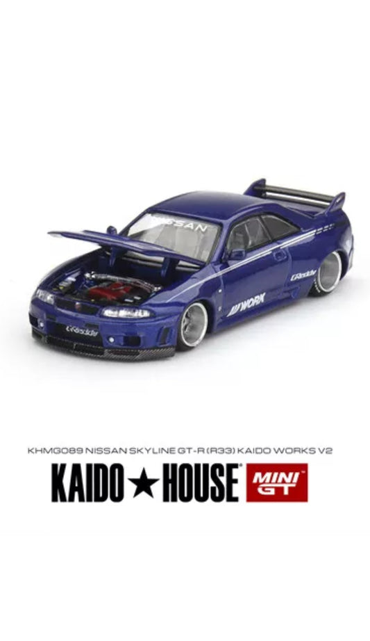 Kaidohouse Mini Gt #089 Nissan Skyline Gtr R33 Kaido Works V2 Blue