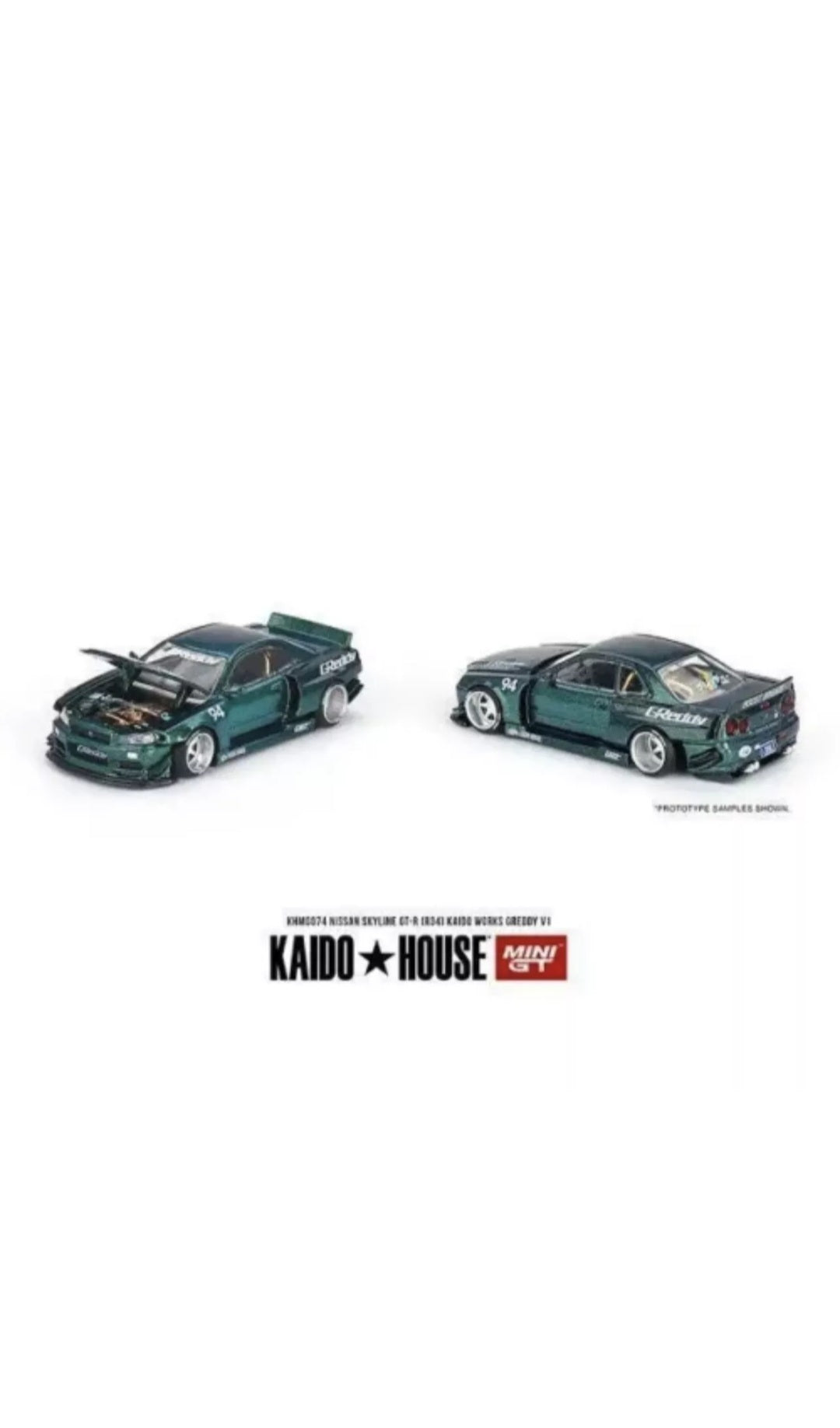 Kaidohouse Mini Gt #074 Nissan Skyline Gtr R34 Kaido Works Greddy green