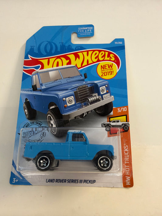 2018 Hot Wheels Hot Trucks Blue Land Rover Series III Pickup Truck #111