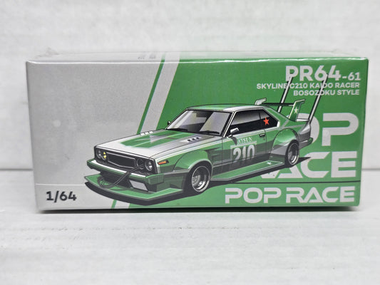 PopRace 
Skyline C210 Kaido Racer
Bosozoku Style 
Silver/green
#61