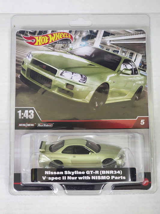 Hot Wheels Premium 1/43 Nissan Skyline Gtr r34 Bnr34 Vspec II Nismo millennium Jade