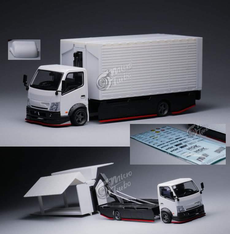 Micro turbo 1/64 White Hino H300 Custom Truck