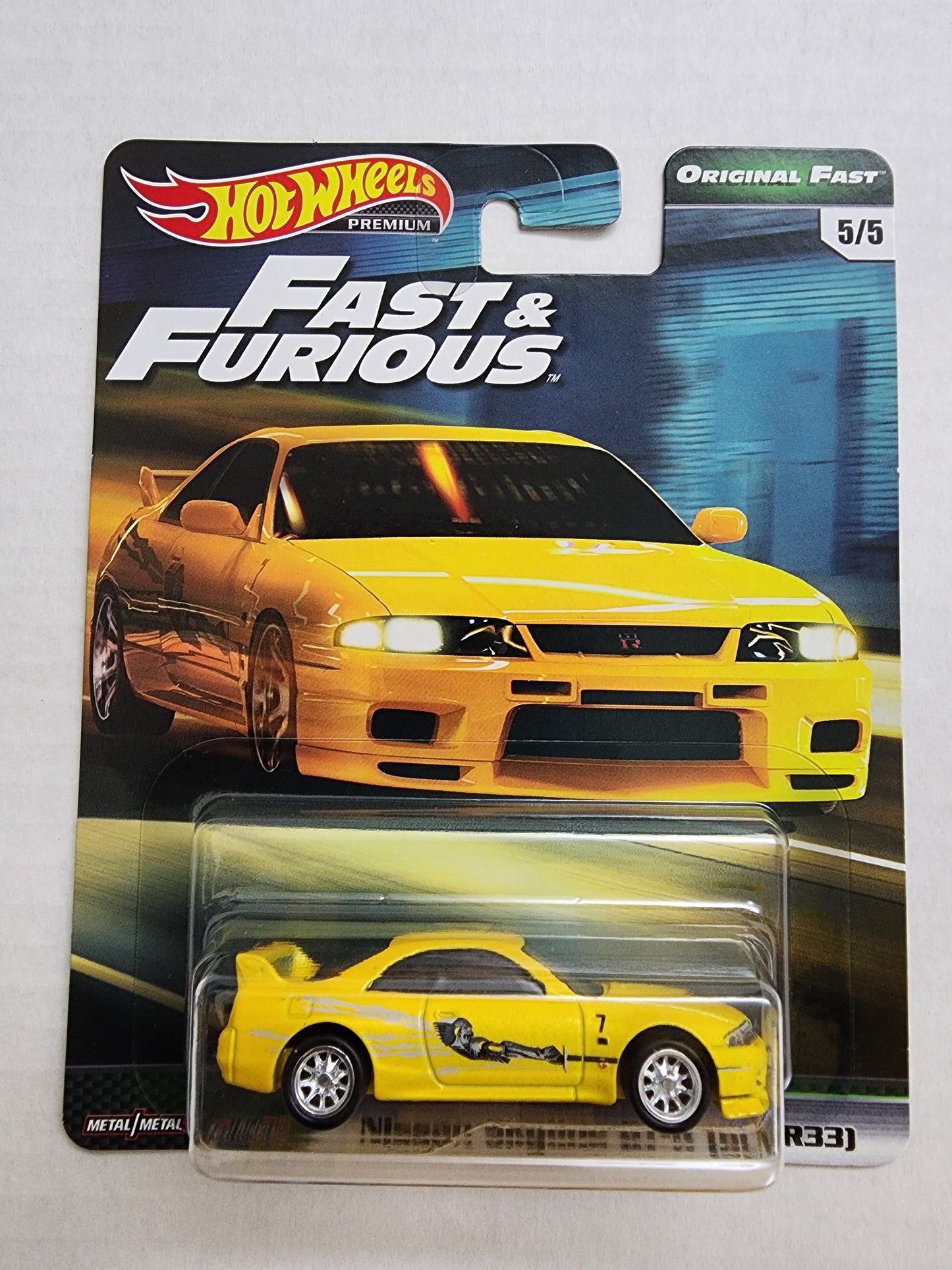 Hot wheels Premium Fast and Furious Original Fast Nissan Skyline Gtr R33 Yellow