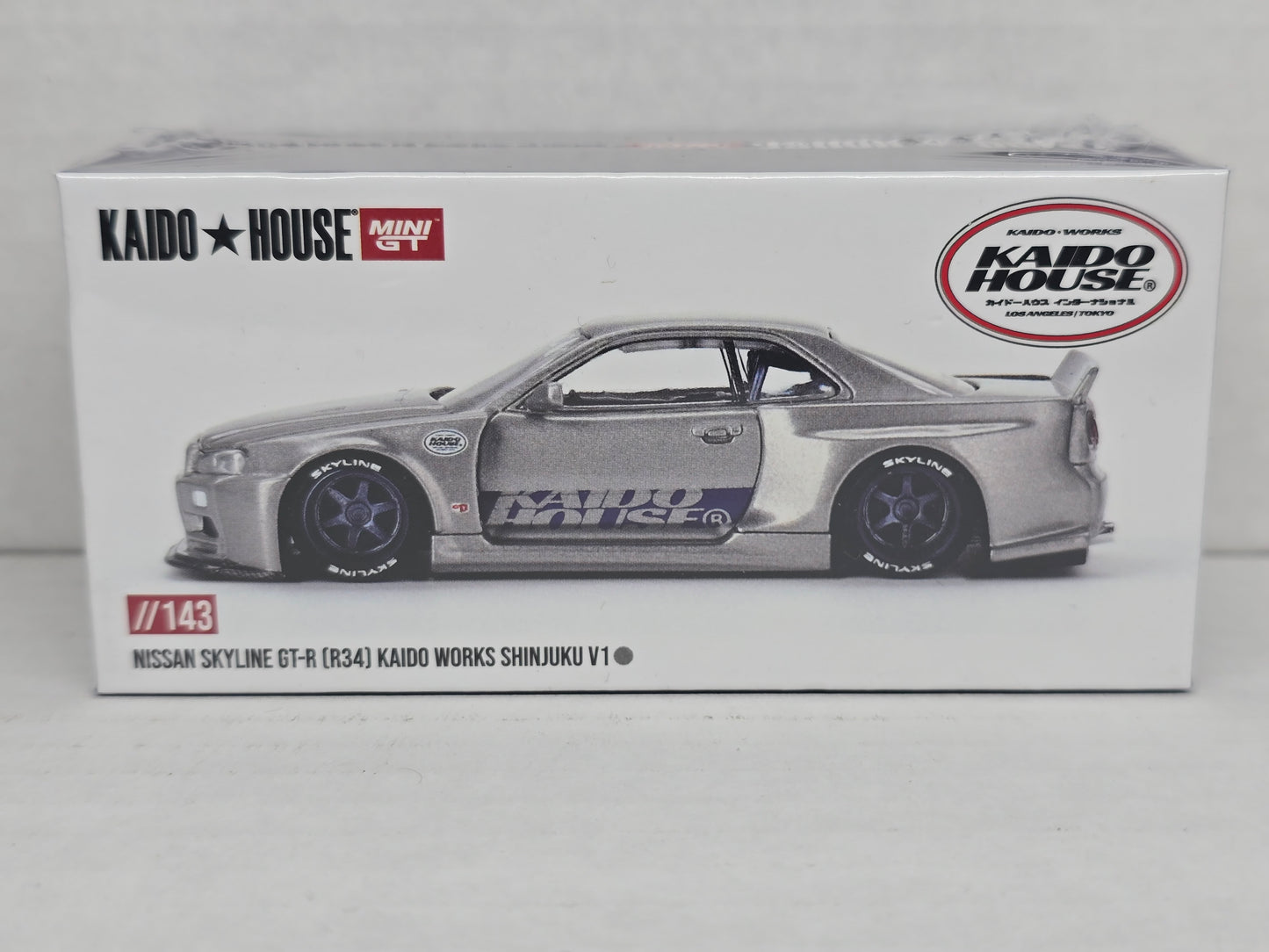 Kaidohouse Mini GT 
Nissan Skyline GT-R R34 
Kaidohouse Works 
Shinjuku V1 
Grey 
#143