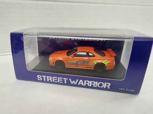 Street Warrior 1/64 Nissan Skyline Gtr r34 Orange Fnf