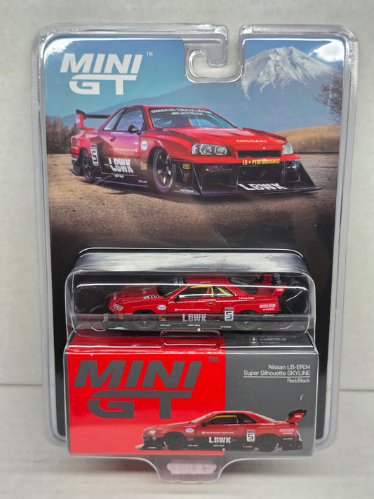 Mini Gt 
Nissan Lb Er34 
Super Silhouette Skyline 
Red/black
Blister