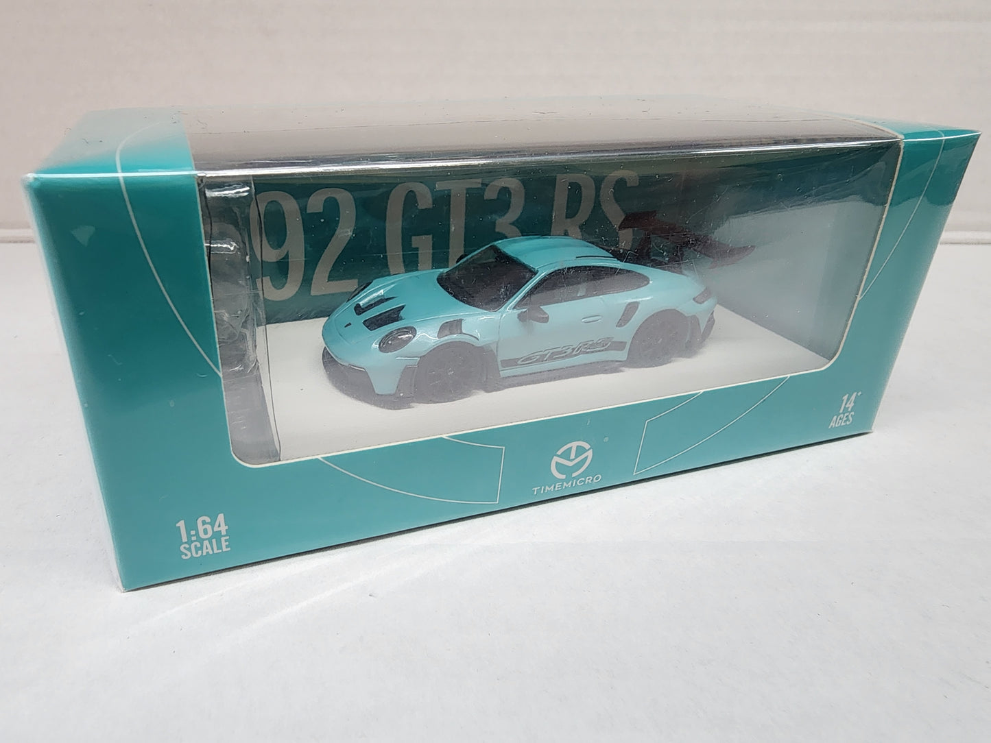 Timemicro 1/64  992 GT3RS Porsche 911  Tiffany Blue With Figurine