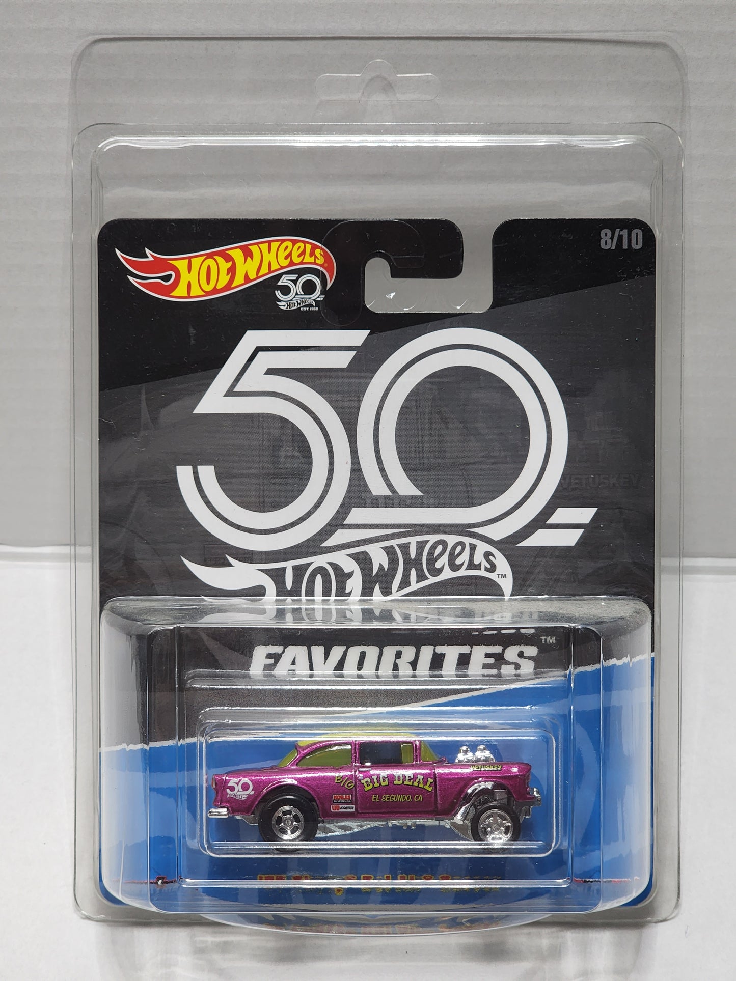 Hot Wheels Premium 50th Annivesary favourites  Pink 55 Chevy Bel Air Gasser