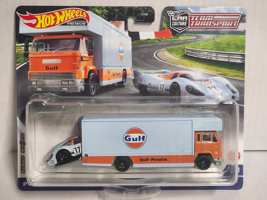 Hot wheels Team transporter No.41 Gulf oil Porsche 917 LH and fleet Flyer