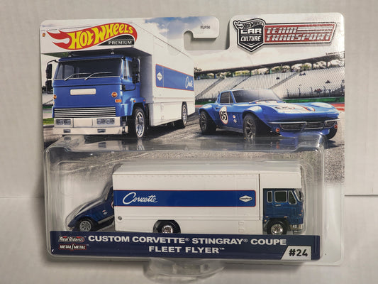 Hot Wheels Team Transporter No.24 Custom Corrvette Stingray Coupe and fleet Flyer