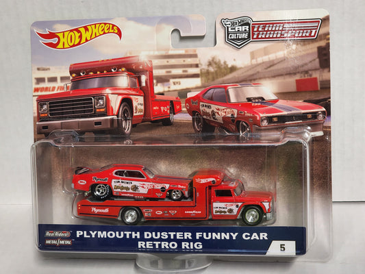 Hot wheels Team Transporter No.5 Plymouth Duster Funny Car and Retro Rig