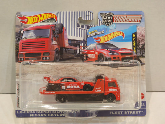 Hot Wheels Premium Team Transporters Lb Er34 Super Silhouette Skyline & Fleet Street No.44