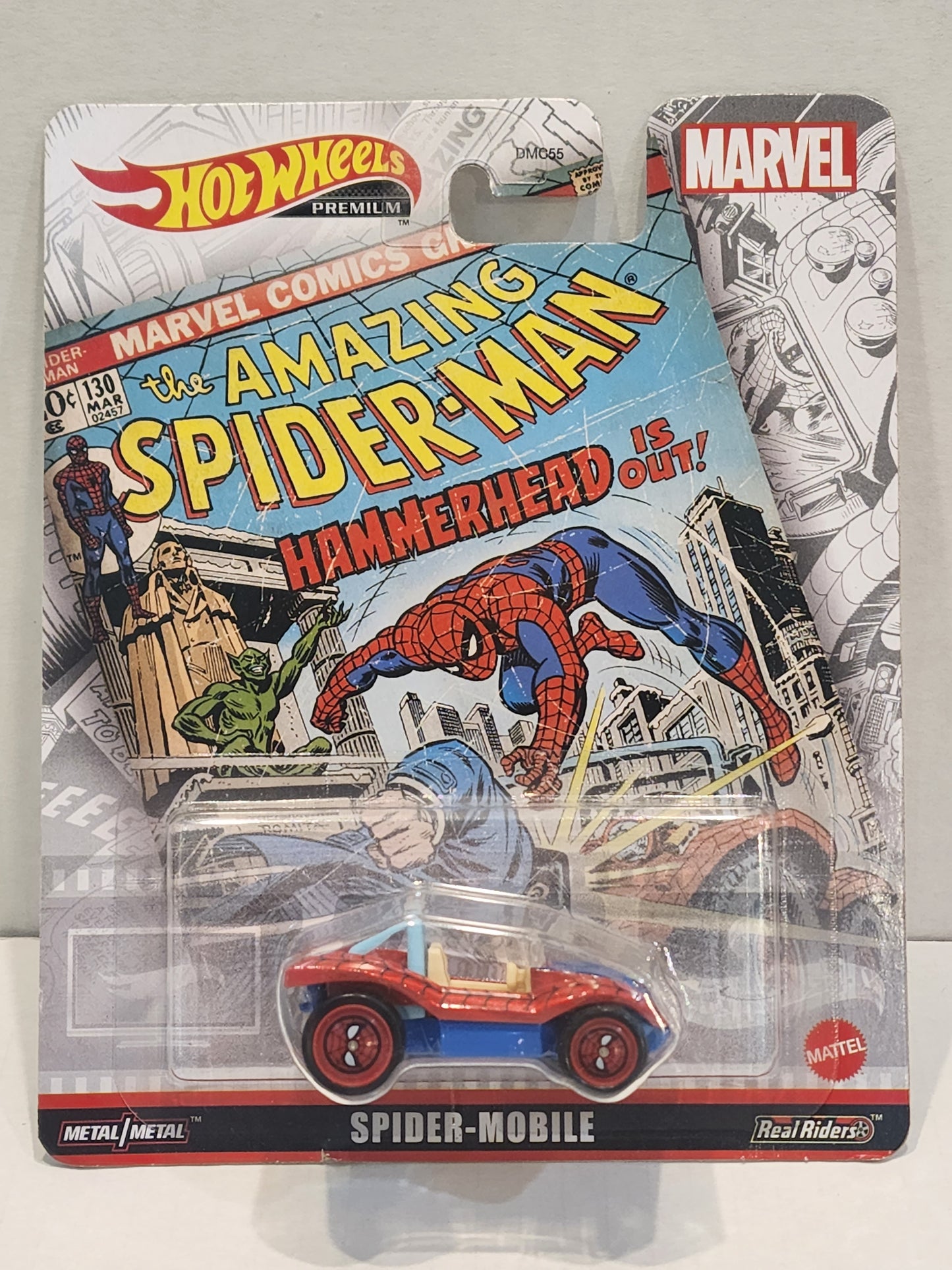 Hot wheels 

Premium 

Replica entertainment 

Spiderman Spidermobile