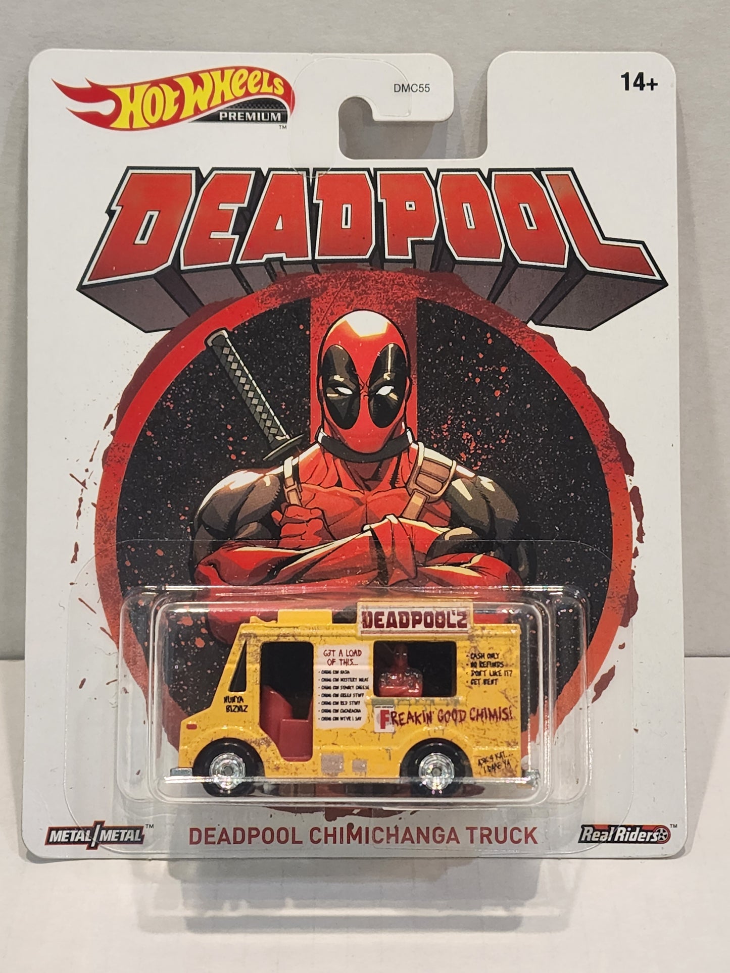 Hot wheels 

Premium 

Replica entertainment 

Deadpool

Deadpool chimichanga truck 