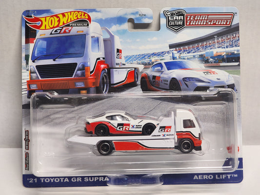 Hot wheels 

Premium 

Team transporter 

21 Toyota GR Supra and Aero lift

No.37