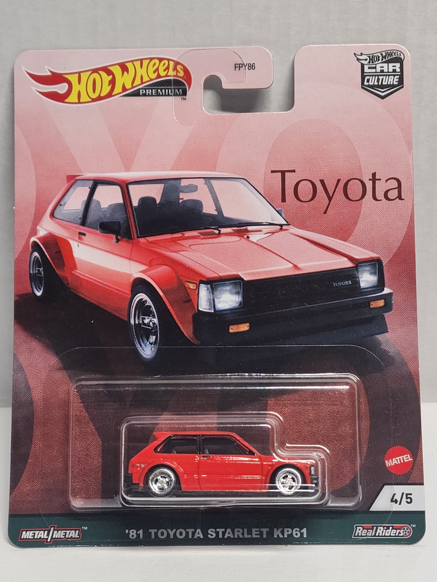 Hot wheels 

Premium 

Car Culture 

Toyota set

91 Toyota Starlet Kp61