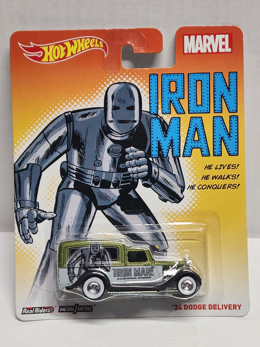 Hot wheels 

Premium 

Pop culture 

Marvel 

Iron Man
34 Dodge Delivery