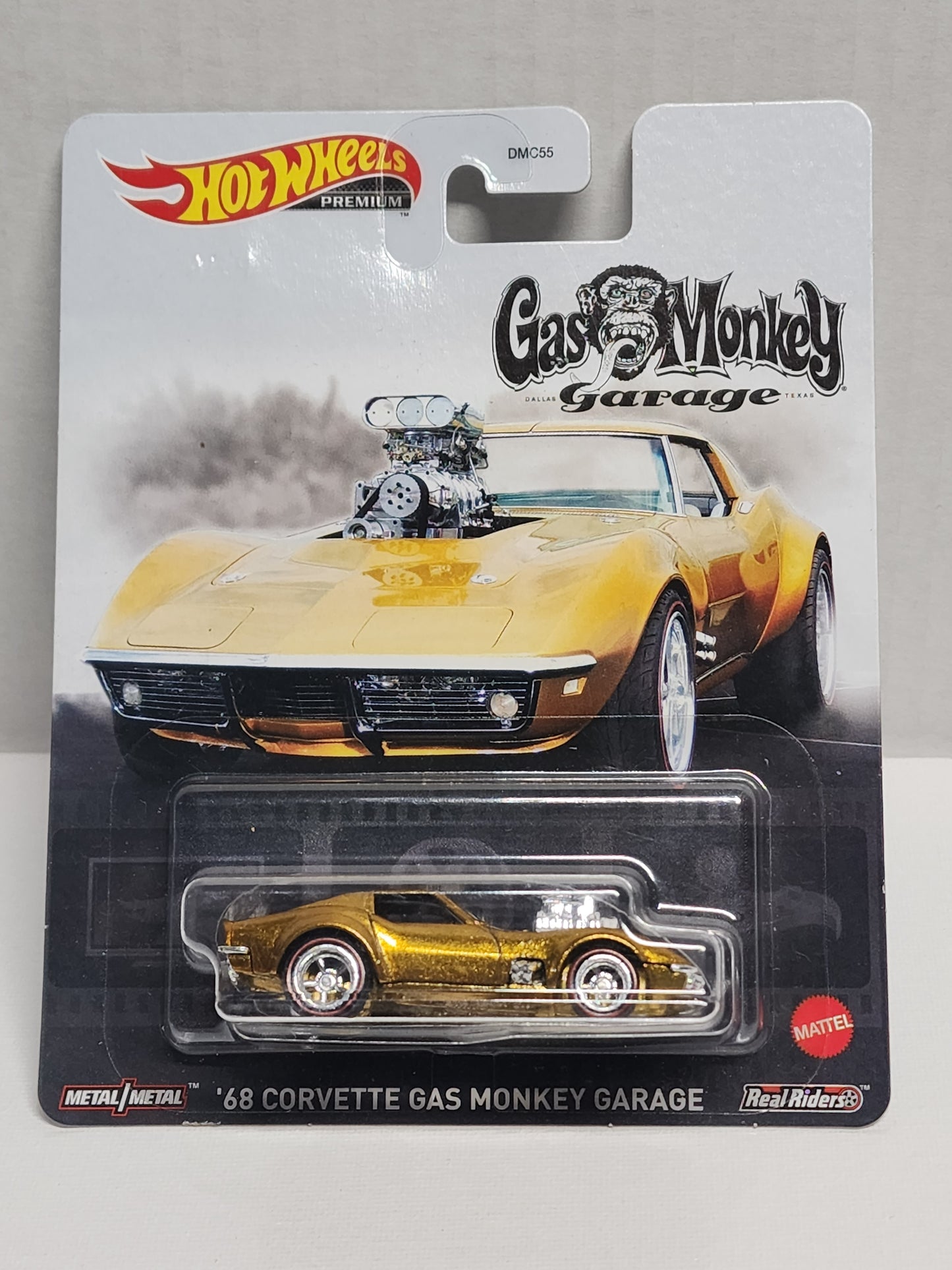 Hot wheels 

Premium 

Replica entertainment 

Gas monkey Garage

68 Corvette sting Ray
 