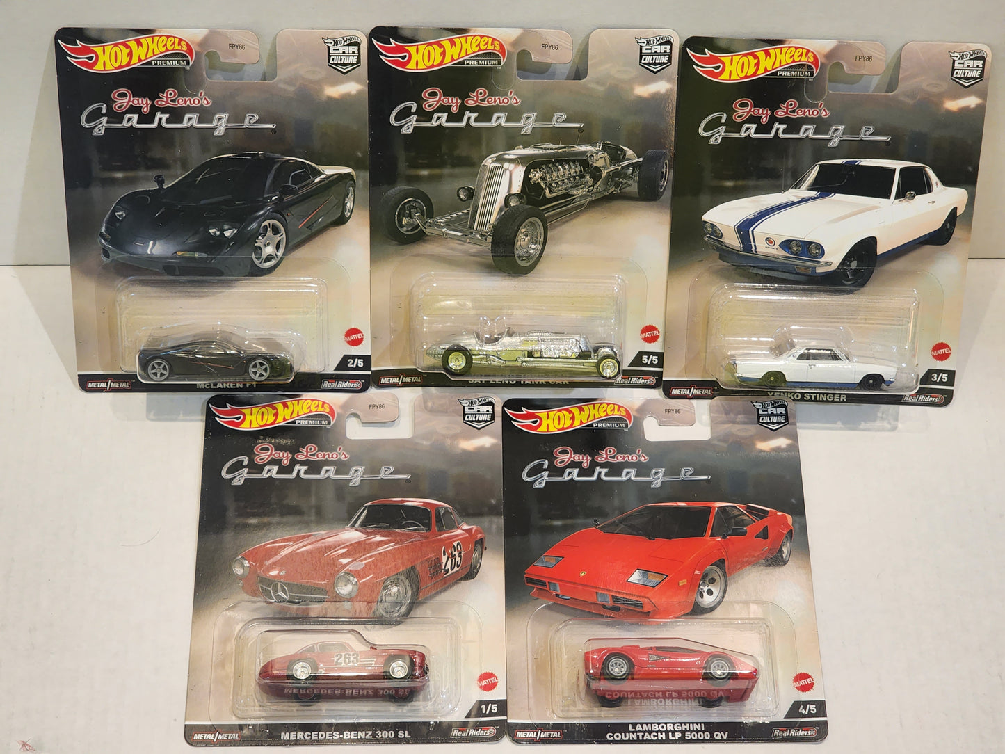 Hot wheels 

Premium 

Car Culture 

Jay Leno's Garage 

Complete set of 5