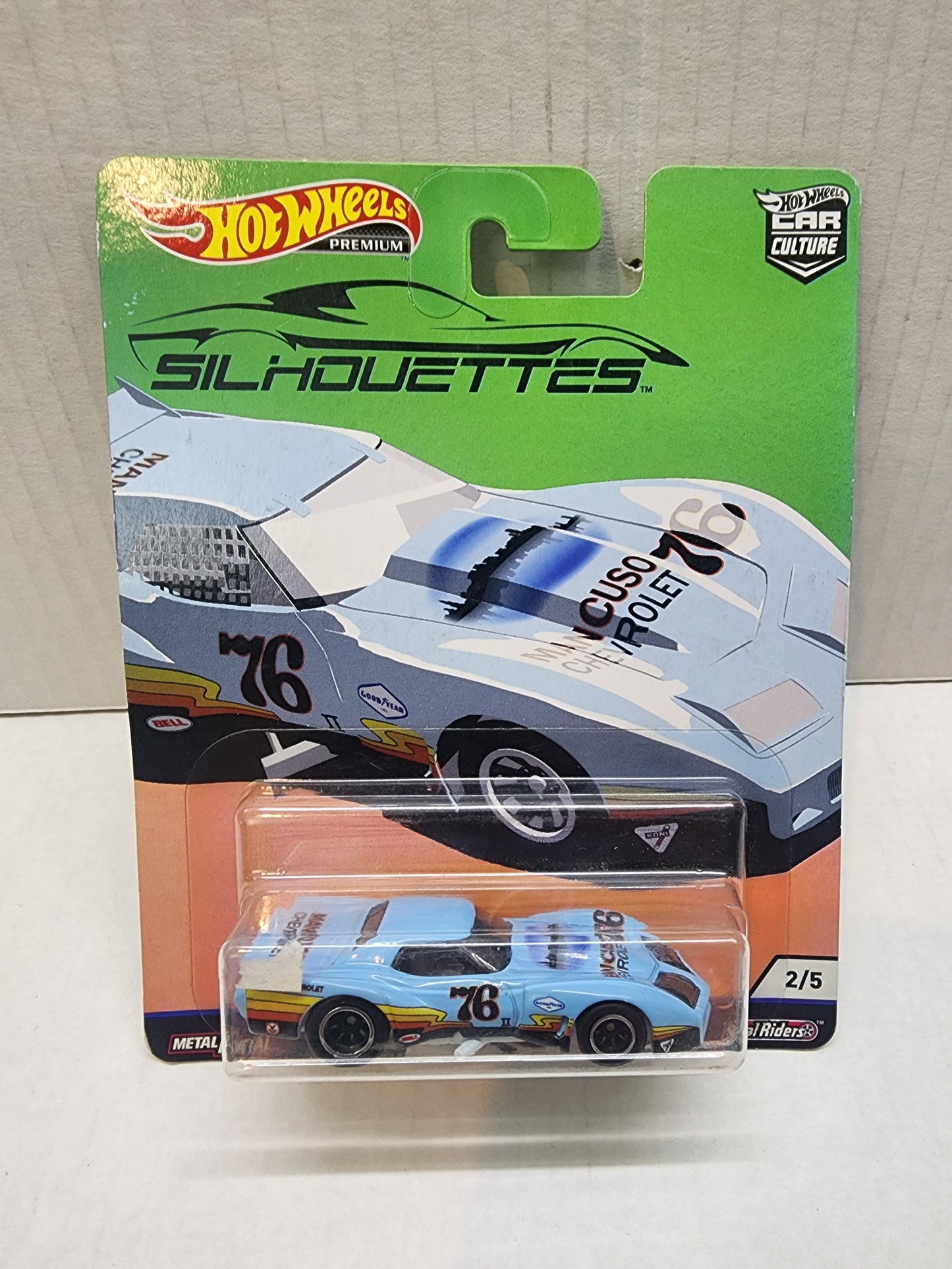 Hot wheels 

Premium 

Car Culture 

Silhouettes

76 Greenwood Corvette 