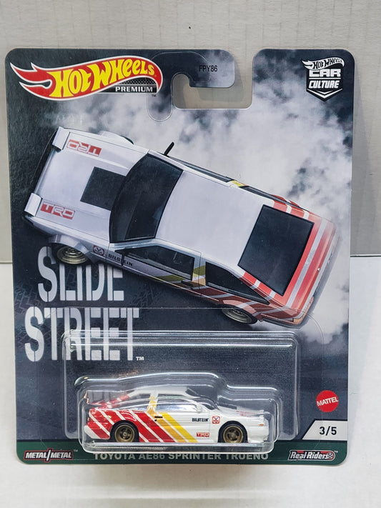 Hot wheels 

Premium 

Car Culture 

Slide street 

Toyota Ae86 Sprinter Trueno  