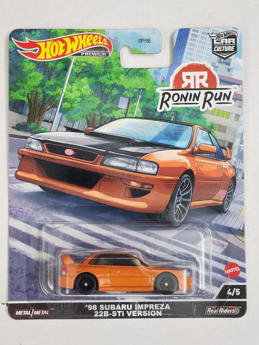 Hot wheels premium Roin Run 98 Subaru wrx 22b sti Orange