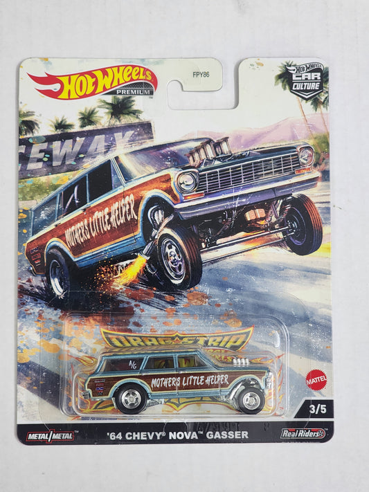 Hot wheels Premium Dragstrip Demons w2 64 Chevy Nova Gasser