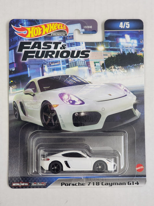 Hot wheels premium FnF Porsche 718 Cayman Gt4 white