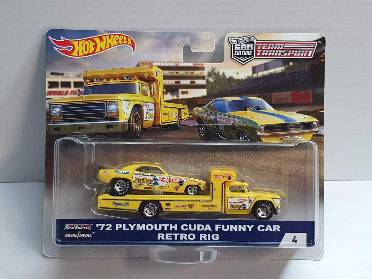 Hot wheels Team Transporters 72 Plymouth Cuda Funny car & Retro Rig